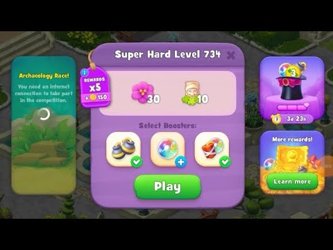 Gardenscapes Level 734 Super Hard Level