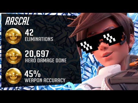 Fusion Rascal Pro Tracer and McCree gameplay! 42 elims! [ Overwatch Season 28 Top 500 ]