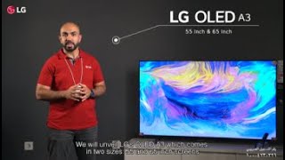 LG, OLED TV, 55 inch A3 series, WebOS Smart AI ThinQ, Magic Remote, 4 side Cinema, Dolby Vision HDR10, HLG, AI Picture Pro, AI Sound Pro (5.1.2ch), Dolby Atmos, 2 Pole stand, 2023 New, play video, OLED55A36LA, thumbnail 1