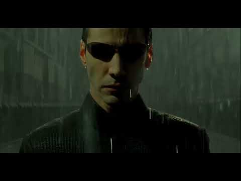 The Matrix Revolutions trailer thumbnail with Zion defense and green Matrix code