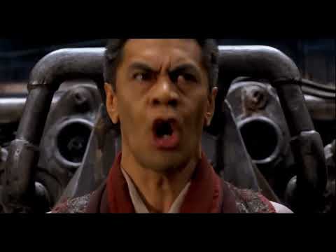 The Matrix Revolutions official trailer still with Neo facing the Machine City