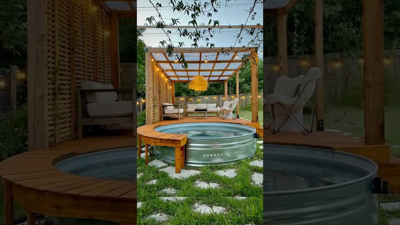 🚨DIY Build a Stock Tank Pool in Your Backyard!🌞💦 Easy Steps in description #diy #backyardideas