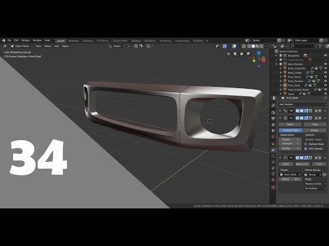 Blender 2.8 Car Modeling Tutorial - Part 34 (Front Shell)