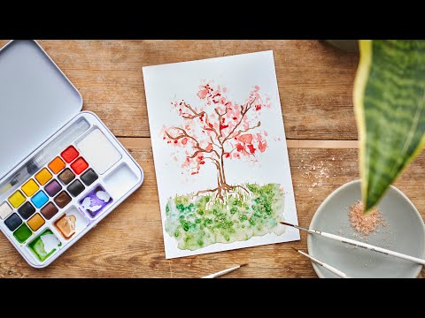 Pinte uma árvore simples com aquarela – DIY de Søstrene Grene