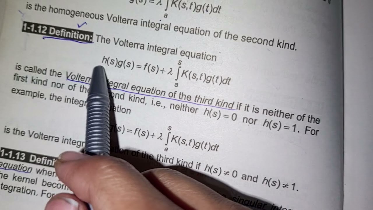 lecture no 2 part 5 integral equation topic:definition of volterra integral equation of third kind