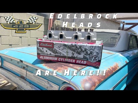 Ford 428 FE Build Part 6: Edelbrock Aluminum Heads Install!!