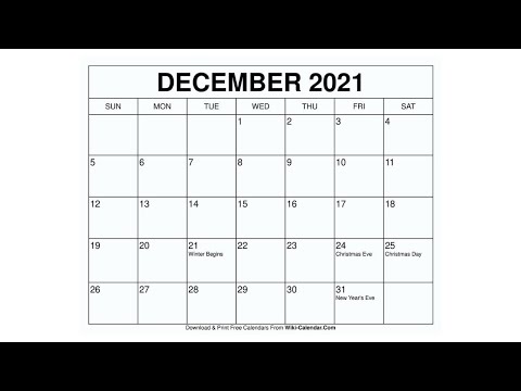 Printable December 2021 Calendar Templates with Holidays - Wiki Calendar