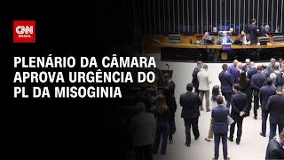 Vídeo: Plenário da Câmara aprova urgência do PL da Misoginia | LIVE CNN
