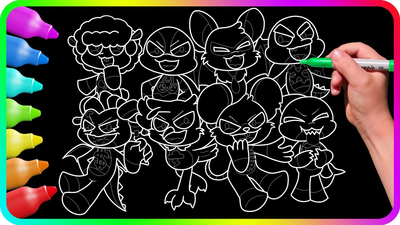 NIGHTMARE CRITTERS - Black Coloring Pages. Satisfying Coloring Poppy Playtime Chapter 4 characters