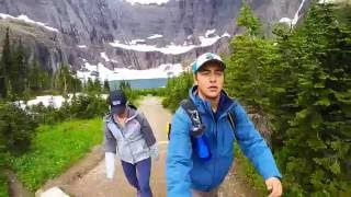 Mason and Bri hiking in Glacier National Park