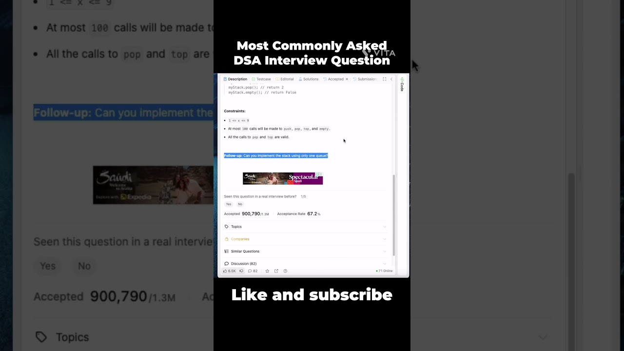 Implement Stack Using Queues | Stack & Queue | Interview Prep | Quick Recap | DSA | Leetcode - 225 |