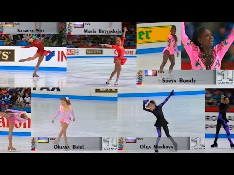 Women's free skate - top 4+ | 1994 Euro | Bonaly 🇫🇷🥇 Baiul 🇺🇦🥈 Markova 🇷🇺🥉- BBC version