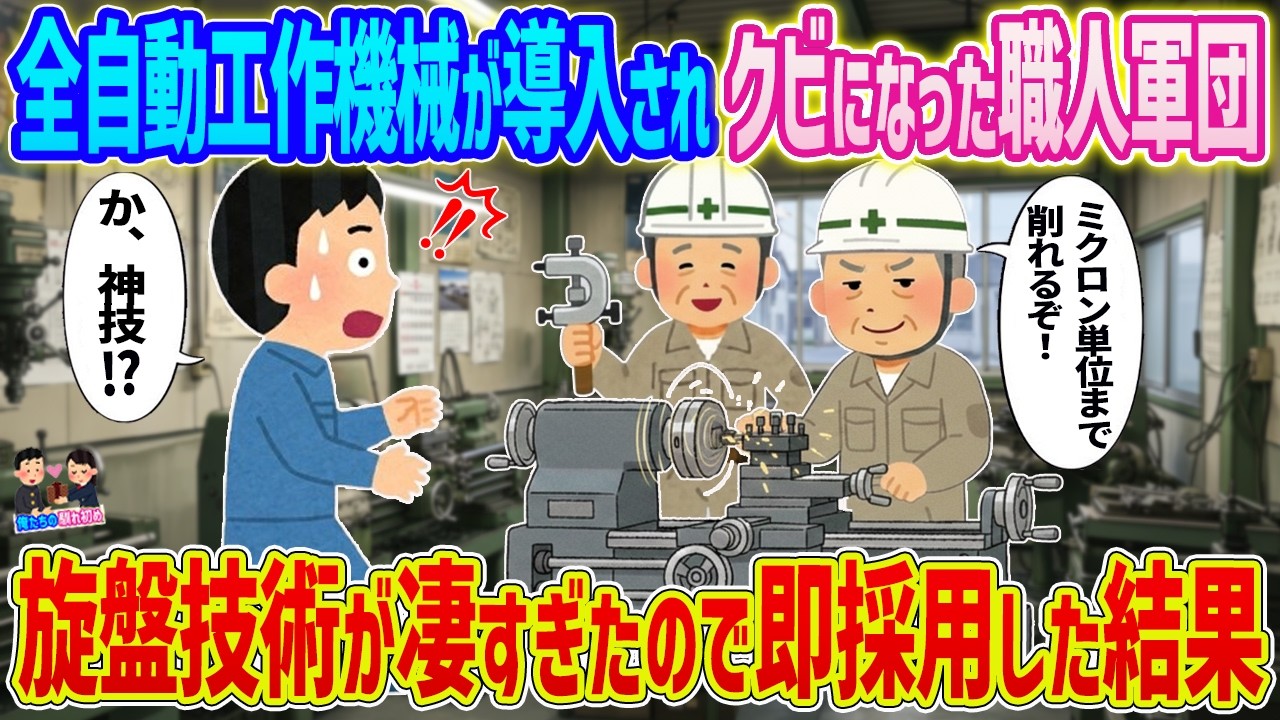 【2ch馴れ初め】全自動工作機械が導入されクビになった職人軍団→旋盤技術が凄すぎたので即採用した結果...【ゆっくり】