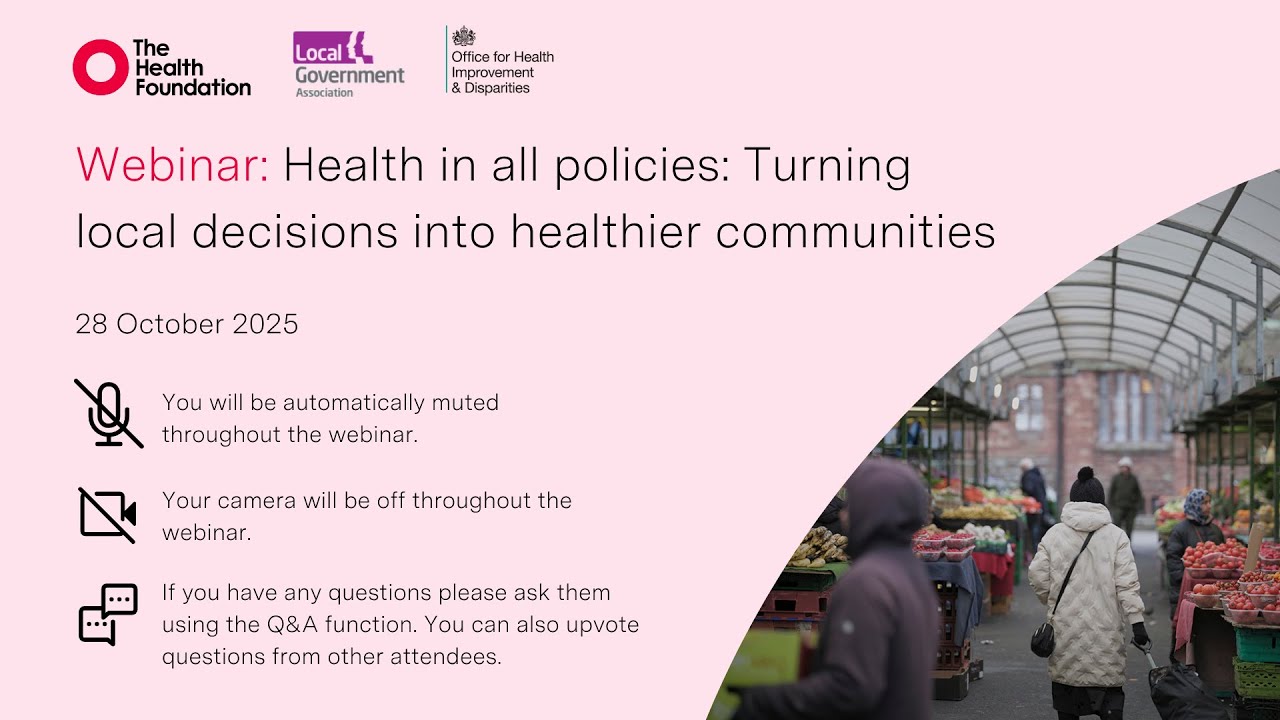 Webinar: Health in all policies: Turning local decisions into healthier communities