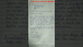 Sick Leave Letter from parents in English/Sick Leave Letter for my child/ Sick Leave Letter