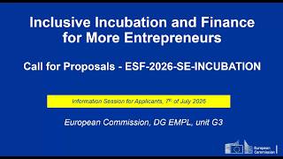 Call for proposals: Inclusive Incubation and Finance for More Entrepre