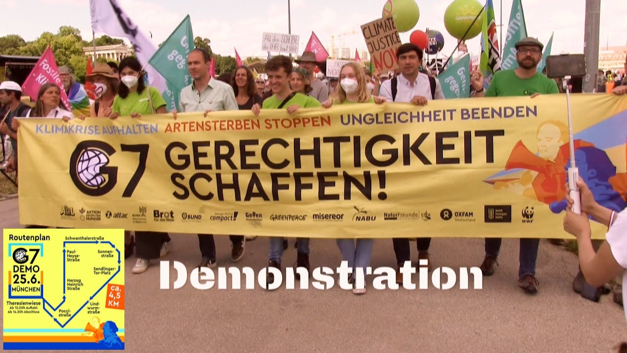 #G7 Demonstration: Nach der Auftaktveranstaltung auf der Theresienwiese in München