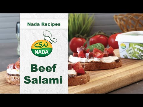 Beef salami with labneh bruschette