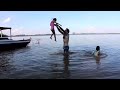 NZ Dad And Twins At The Baray For A Swim Sidecar Swimming At Baray SiemReap