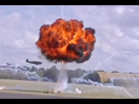 WW2 RC PYROTECHNICS DISPLAY (INC STRAFING RUN) AT LMA RAF COSFORD MODEL AIRSHOW - 2014