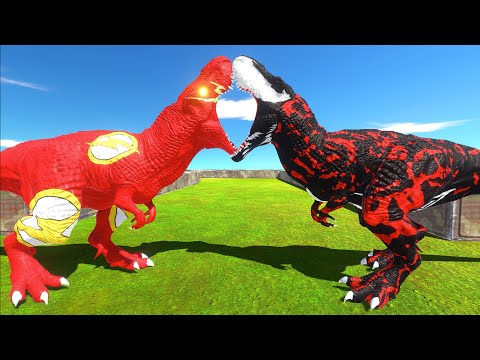 FLASH T REX vs VENOM T REX DEATH RUN - Jurassic World Evolution 2