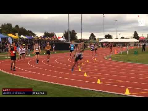 Mixed U15 4 x 100m Heat 1 - 2019 SUBWAY State Relay Championships // LAVicTV