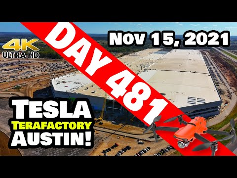 Tesla Gigafactory Austin 4K  Day 481 - 11/15/21 - Tesla Terafactory TX -  BUSY MONDAY AT GIGA TEXAS!