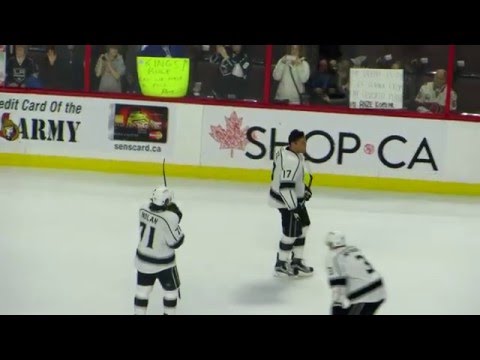 Milan Lucic during pre-game warm-up at the Kings @ Senators hockey game