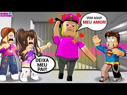 A POLICIAL TÁ APAIXONADA POR MEU PAI E NOS PRENDEU!! POLICE GIRL PRISON RUN! ROBLOX