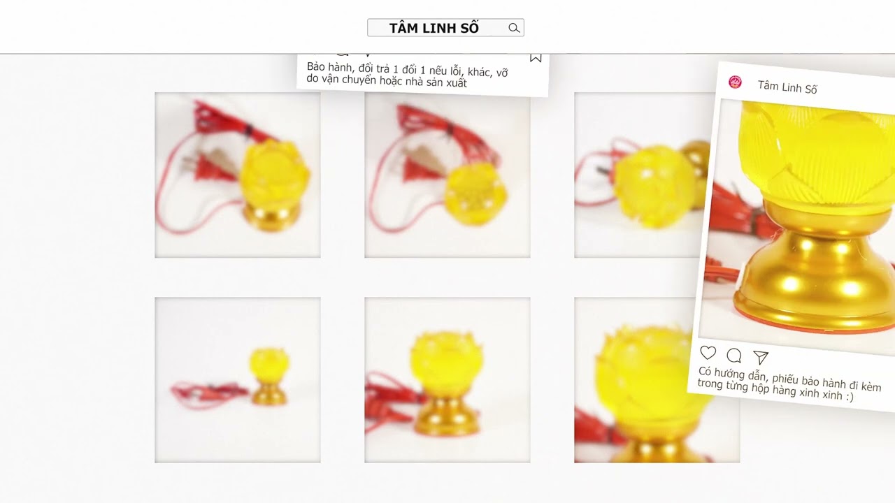 Đèn thờ led điện bông sen búp lưu ly đế xi đồng thờ cúng cao cấp đổi màu - Cao 9cm