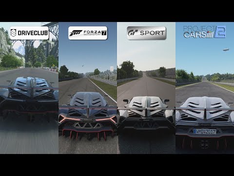 DriveClub vs GT Sport vs Forza 7 vs Project CARS 2 - Lamborghini Veneno Sound Comparison