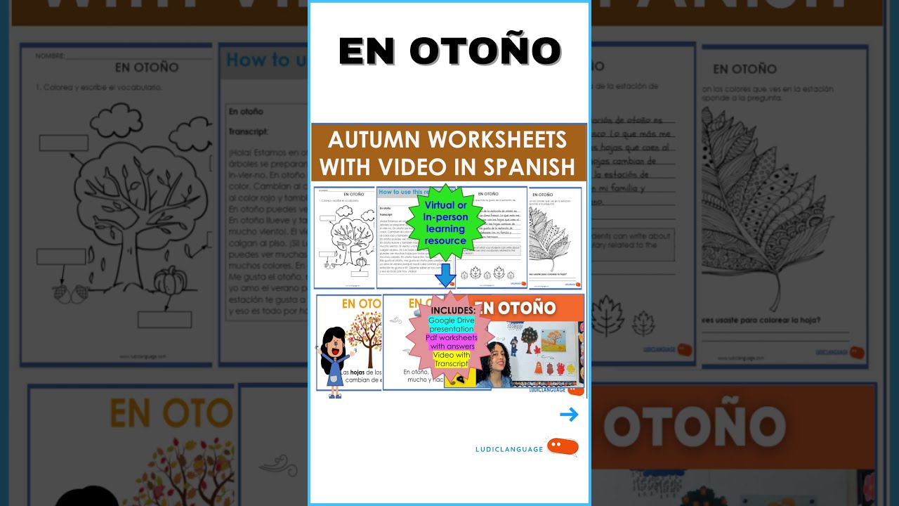 Autumn Worksheets with Video in Spanish