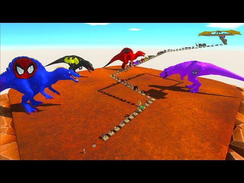 DEADLY FPS PARKOUR AROUND BATMAN T-REX & SPIDERMAN SPINOSAURUS - Animal Revolt Battle Simulator