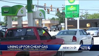 Cars line up for $2.38 gas in Lower Burrell