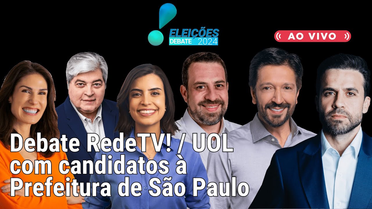 ASSISTA AO VIVO: Debate RedeTV!/UOL com candidatos à Prefeitura de São Paulo