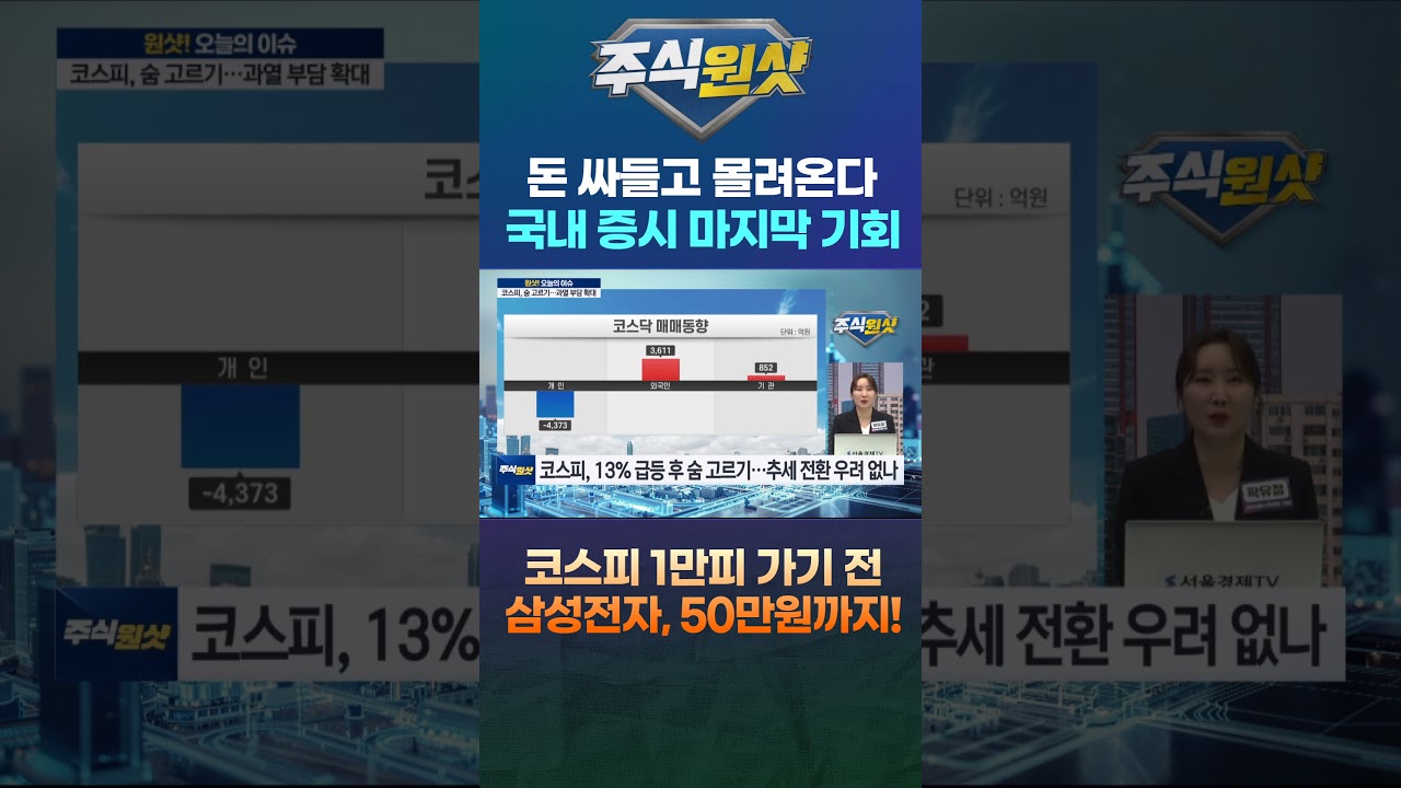 돈 싸들고 몰려온다 국내 증시 마지막 기회 코스피 1만피 가기 전 삼성전자, 50만원까지!