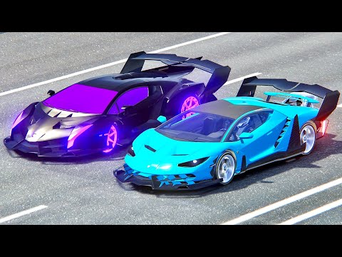 Lamborghini Centenario GTR vs Lamborghini Veneno GTR - Drag Race 20 KM