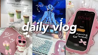 ⋆˚꩜ daily vlog 🫐🍵 waking up at 7am, new iPad accessories, mini gaming pc setup, GRWM, lots of matcha