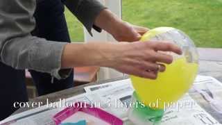 DIY paper mache balloon with PVA Glue and fabric decoupage