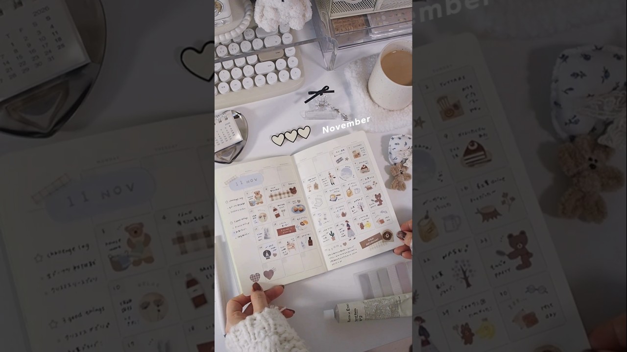 2025年マンスリー手帳をパラパラしていく🦢ˊ˗ #shorts #journalwithme #journal #artvlog #手帳タイム #手帳デコ