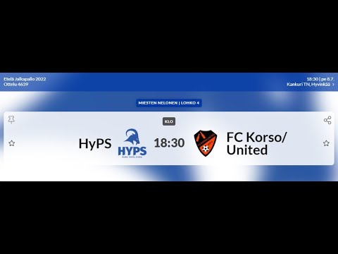 Miehet Edustus HyPS - FC Korso United 8.7.2022 Live