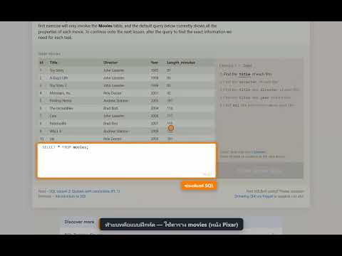 show-and-tell teaching sqlbolt.com: read a lesson, type a query, get every task ticked, continue