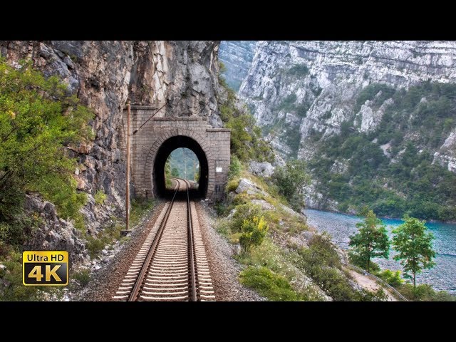 4K CABVIEW Capljina – Sarajevo – 99 tunnels and 65 bridges – The Neretva River Canyon