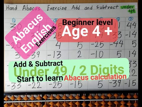 Abacus English beginner level Exercises Under 49 Add and Subtract episode 4 #abacustechnique
