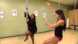 Loni Love Learns to Pole Dance w/ Nicole Williams at Allure Dance Studio (Ellen Show)