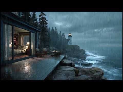 Rainy Night by the Seaside Cabin 🌊  Relaxing Rain Sounds for Deep Sleep