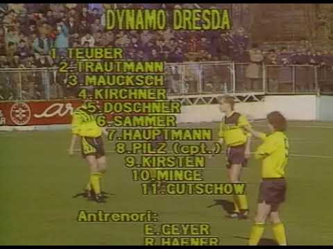 UEFA-Cup Viertelfinale 1988/89: Aufstellung der SG Dynamo Dresden gegen Victoria Bucuresti, 28.02.89