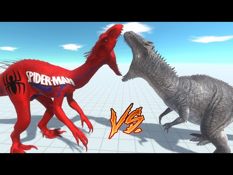 INDORAPTOR SPIDERMAN vs GIGANOTOSAURUS  -  Animal Revolt Battle Simulator