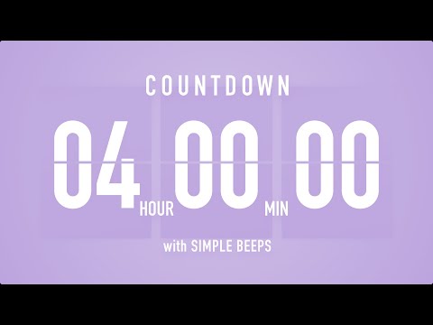 4 Hour Countdown Timer ⏳ Flip Clock with Bell Alerts 💜🔔