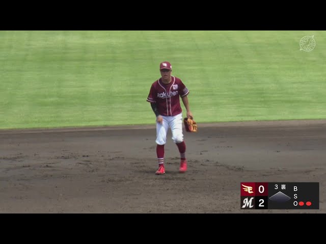 【ファーム】くるっと回って難なく捌く!! イーグルス・渡邊佳明の軽快な守備!!  2024年7月26日 千葉ロッテマリーンズ 対 東北楽天ゴールデンイーグルス